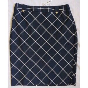 The Limited Plaid Skirt Navy Blue Academia Career Workwear Women's Size 12